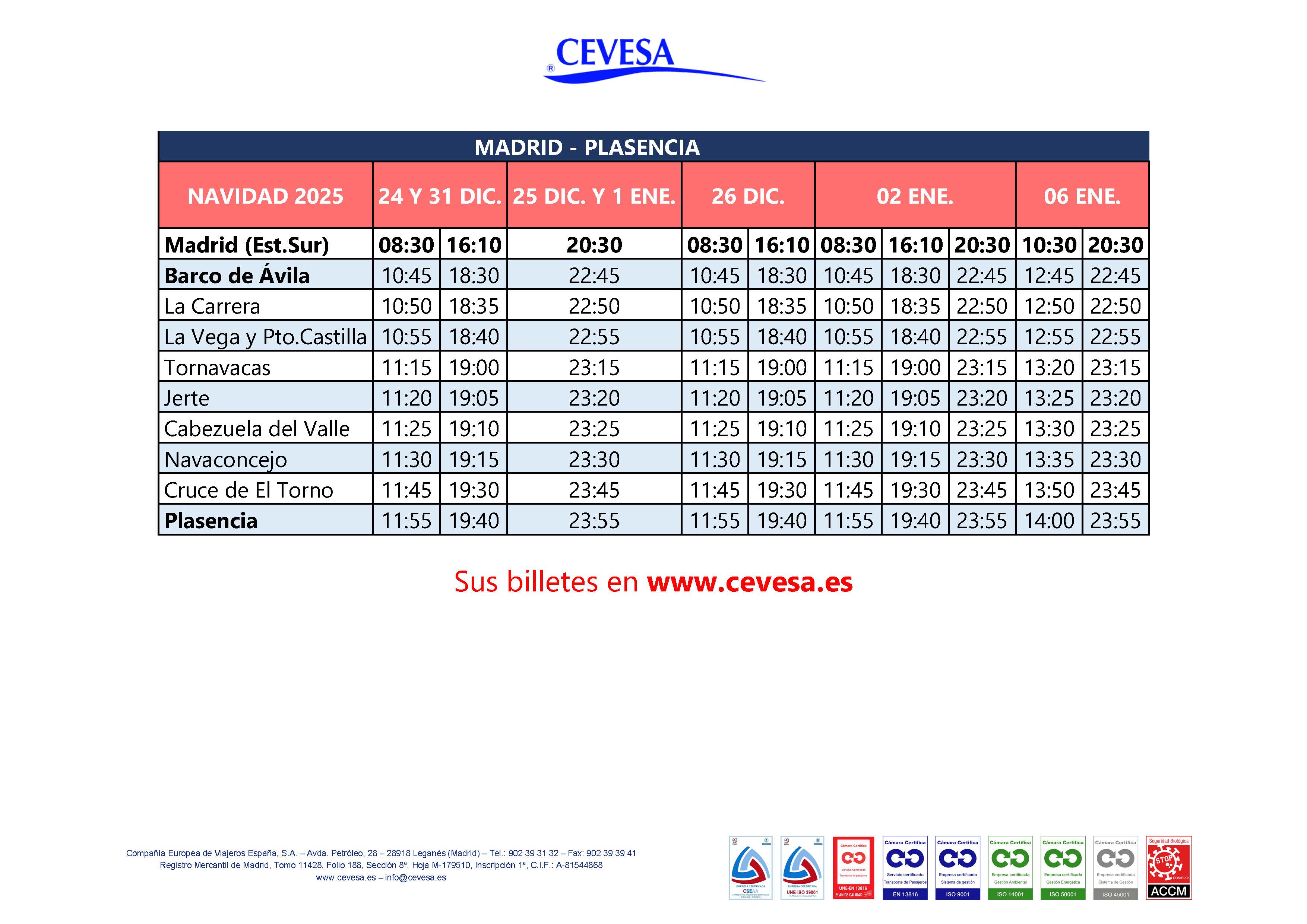Navidad Aldeanueva-Bejar con enlace a Madrid.